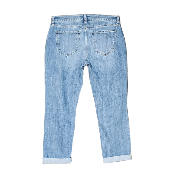 Old Navy Boyfriend Mid Rise Jeans Size 6 Petite Blue Denim Distressed - Picture 2 of 8